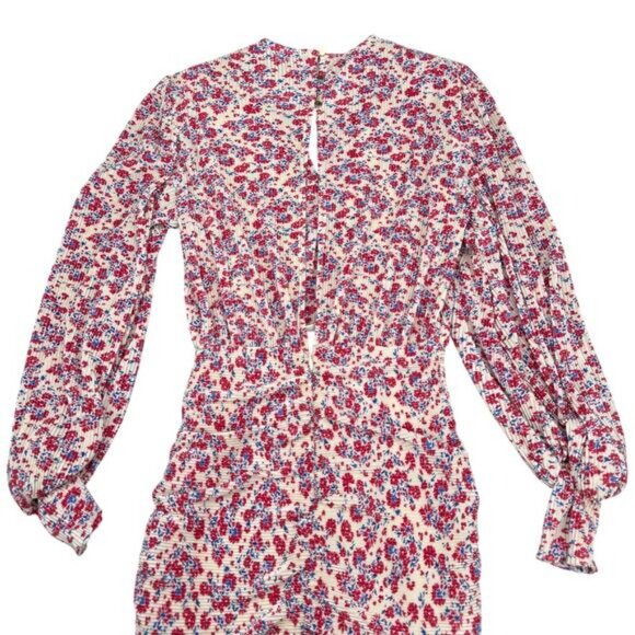 SABINA MUSAYEV Capella Print Pleated Knit Mini Dress XS Ivory Floral Multi Print - Picture 10 of 11